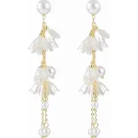 Charme Bijoux Lange Oorbellen-wit -Klokjes-Goudkleurig-Kunststof-