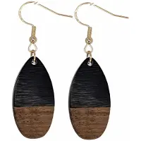 Charme Bijoux Oorbellen-Manon-Zwart-Bruin-Hout-Goudkleurig-Zilver -