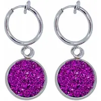 Charme Bijoux Klem oorbellen -paars -zilverkleur-geen gaatje-