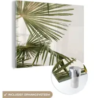 MuchoWow Glasschilderij 120x90 cm - Schilderij acrylglas - Palmbladeren - Groen - Natuur - Foto op glas - Muurdecoratie woonkamer - Wanddecoratie slaapkamer - Schilderijen