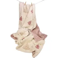 Meander Throw gebreid Kerstbomen 90%katoen/10%metalen garen 125x150c
