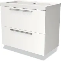 Maxaro Modulo Badkamermeubel met wastafel 80cm Mat wit Vlak front 2 lades Solid surface | Badkamermeubel Wit | Wit Badmeubel | Wastafelmeubel Wit