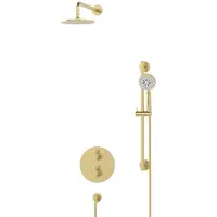 Maxaro Radius Regendouche Inbouw | Lichtgoud 20 cm Regendouche Thermostatisch