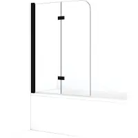 Maxaro Diamond Badwand 120cm Mat Zwart Helder Glas | Badwand | Badwand Glas | Badscherm | Glazen Badwand