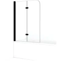Maxaro Diamond Badwand 120cm Mat Zwart Helder Glas | Badwand | Badwand Glas | Badscherm | Glazen Badwand