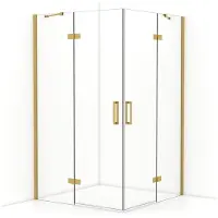Maxaro Diamond Douchecabine | 120x120 cm Goud Helder glas Draaideur Vierkant