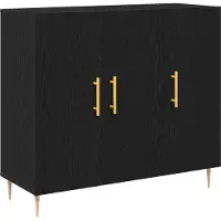 vidaXL Dressoir Zwart Eiken 90 x 34 x 80 cm Bewerkt hout