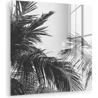 MuchoWow Glasschilderij 20x20 cm - Schilderij acrylglas - Palmbladeren - Natuur - Vintage - Palmboom - Foto op glas - Muurdecoratie woonkamer - Wanddecoratie slaapkamer - Schilderijen