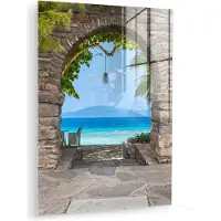 MuchoWow Glasschilderij 30x40 cm - Schilderij acrylglas - Strand - Zee - Tropisch - Zomer - Doorkijk - Foto op glas - Muurdecoratie woonkamer - Wanddecoratie slaapkamer - Schilderijen