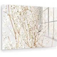 MuchoWow Glasschilderij 30x20 cm - Schilderij acrylglas - Natuur - Takken - Bloemen - Foto op glas - Muurdecoratie woonkamer - Wanddecoratie slaapkamer - Schilderijen