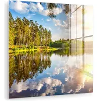 MuchoWow Glasschilderij 50x50 cm - Schilderij acrylglas - Water - Bomen - Natuur - Foto op glas - Muurdecoratie woonkamer - Wanddecoratie slaapkamer - Schilderijen