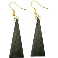 Charme Bijoux Zilver Goudkleurig oorbellen- Saheli- hout -legergroen -