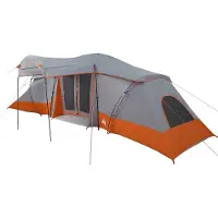 vidaXL Familietent 6-persoons Grijs en Oranje Polyester en Fiberglas