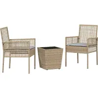 vidaXL Tuin Bistro Set 3 st Beige poly rattan