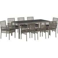 vidaXL Tuinset, 9-delig, grijs, polyrotan