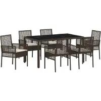 vidaXL Tuin Eettafel Set 7 st Bruin poly rattan