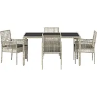 vidaXL Tuinset, 5-delig, lichtgrijs, polyrotan