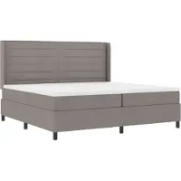vidaXL LED boxspringbed met hoofdeinde, taupe, 200 x 200 cm, gestoffeerd