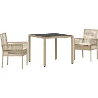 vidaXL Tuinset, 3 stuks, beige, polyrotan