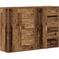 vidaXL Dressoir 2 pcs Oudhout 60 x 31 x 84 cm Bewerkt hout