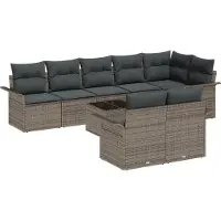 vidaXL Tuinbank Set 9 st Grijs poly rattan