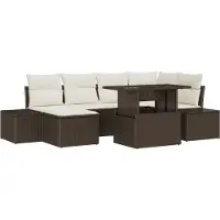vidaXL Tuinbank Set 7 st Bruin poly rattan