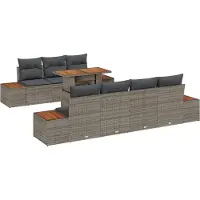 vidaXL Tuinset, 8-delig, grijs, polyrotan