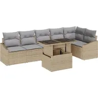 vidaXL Tuinbank Set 7 st Beige en Lichtgrijs