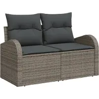 vidaXL Tuin Sofa met kussen Grijs 124 x 62 x 69cm poly rattan