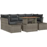 vidaXL Tuinbank Set 7 st Grijs poly rattan