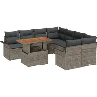 vidaXL Tuinbank Set met kussen Grijs