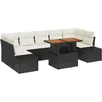 vidaXL Tuinbank Set 8 st Zwart poly rattan