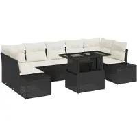 vidaXL Tuinbank Set 8 st Zwart en Crème