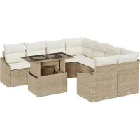 vidaXL Tuinbank Set 9 st Beige poly rattan