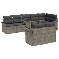 vidaXL Tuinset met 9 stukken, grijs, van polyrotan