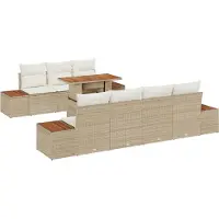 vidaXL Tuinset, 8-delig, beige, polyrotan