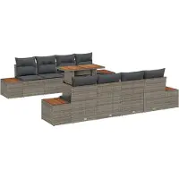 vidaXL Tuinbank Set 9 st Grijs poly rattan