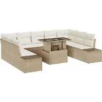 vidaXL Tuinbank Set 10 st Beige en Crème poly rattan