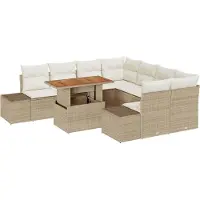 vidaXL Tuinbank Set 9 st Beige en Crème