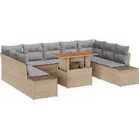 vidaXL Tuinbank Set 10 st Beige en Grijs
