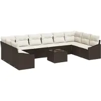 vidaXL Tuinbank Set met opslag Bruin en Crème poly rattan
