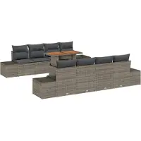 vidaXL Tuinbank Set 9 st Grijs poly rattan
