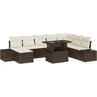 vidaXL Tuinbank Set 9 st Bruin en Crème poly rattan
