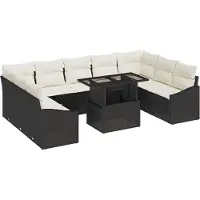 vidaXL Tuinbank Set 10 st Zwart en Crème