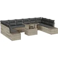 vidaXL Tuinbank Set 11 st Lichtgrijs poly rattan