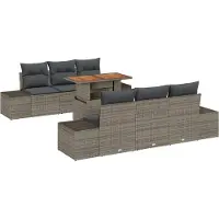 vidaXL Tuinbank Set 7 st Grijs poly rattan