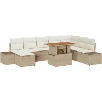 vidaXL Tuinbank Set 9 st Beige poly rattan