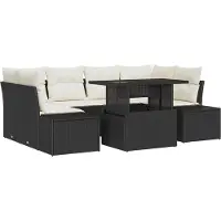 vidaXL Tuinbank Set 7 st Zwart en Crème
