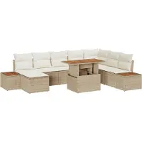 vidaXL Tuinbank Set 9 st Beige en Crème