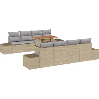 vidaXL Tuinbank Set 9 st Beige poly rattan
